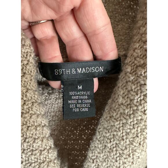 89th & Madison Tan Sweater Neutral M Comfort fisherman marled turtleneck knit - Picture 6 of 9